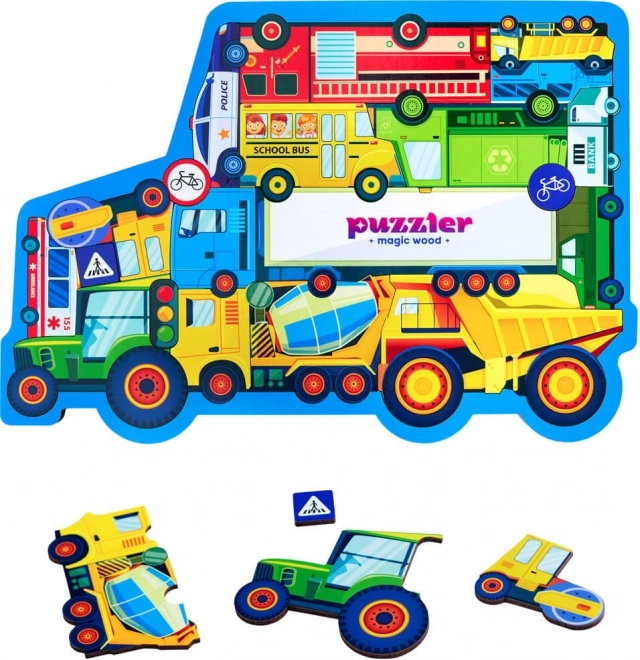 Woodlika puzzle en bois monde des moyens de transport, 18 pièces