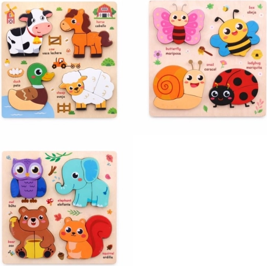 Puzzle en bois animaux 18 × 18 cm