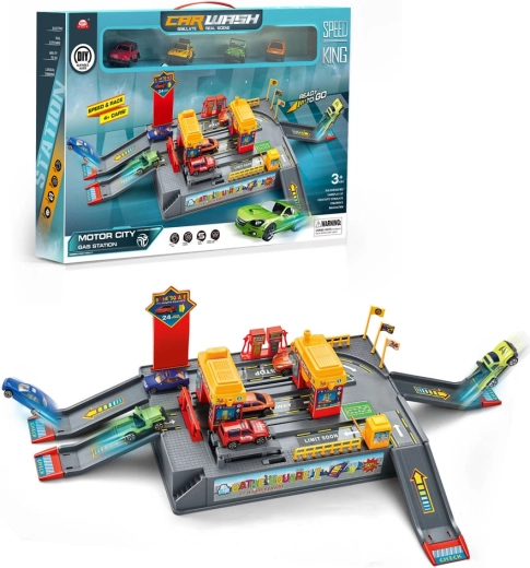 Parking pour enfants avec station de lavage et accessoires