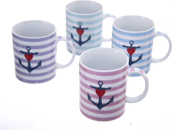Mug en céramique avec motif ancre et cœur 350 ml (mix 4 variantes)