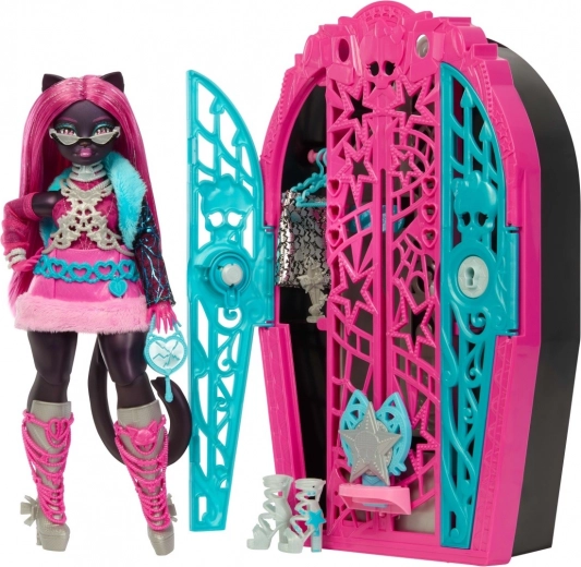 Monster High Secrets hantés Catty Noir – jouet avec armoire-penderie et surprises