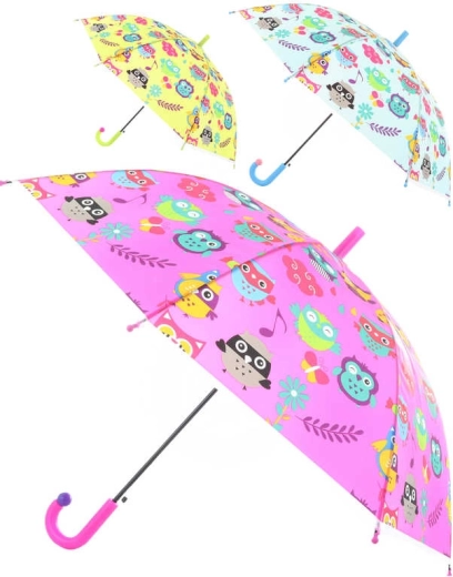 Parapluie automatique pour enfants avec hiboux 83 × 66 cm - 1 pièce
