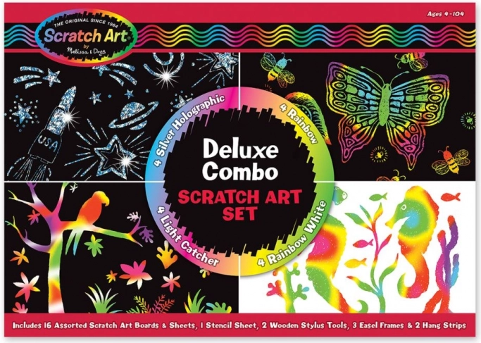 coffret deluxe d’images à gratter melissa & doug 16 pcs