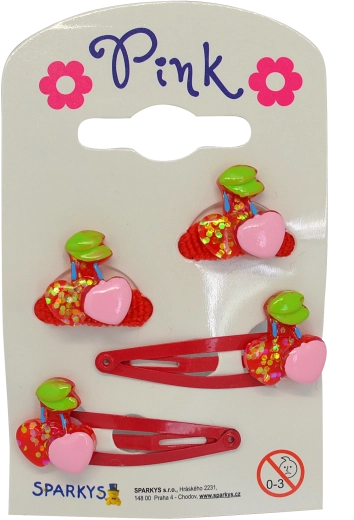 Ensemble d’élastiques et de barrettes Cerise Sparkys