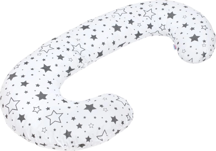 Coussin d’allaitement universel New Baby en forme de C, étoiles grises