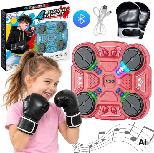 Cible de boxe musicale intelligente WOOPIE avec Bluetooth, rose