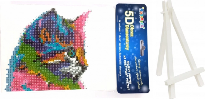 Peinture diamant Chaton coloré 15 × 20 cm avec support