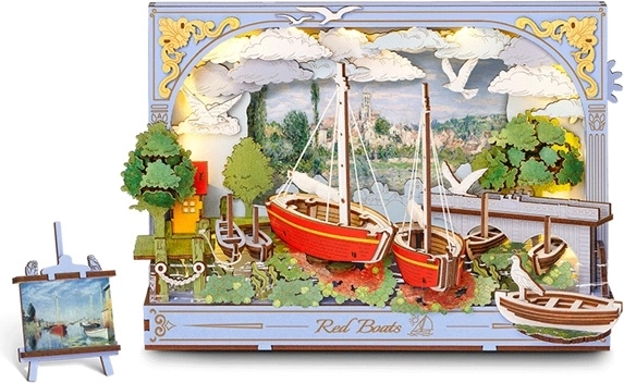 Robotime Rowood puzzle 3D en bois – bateaux rouges