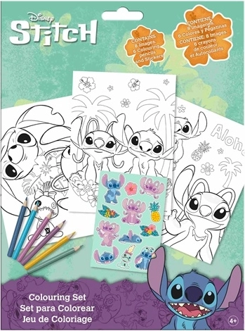 Disney Stitch – set de coloriage avec crayons de couleur et autocollants