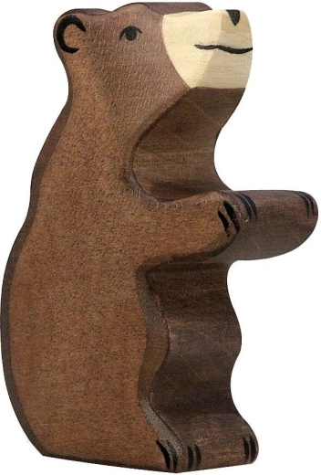 Petit ours brun Holztiger assis en bois - 1 pièce