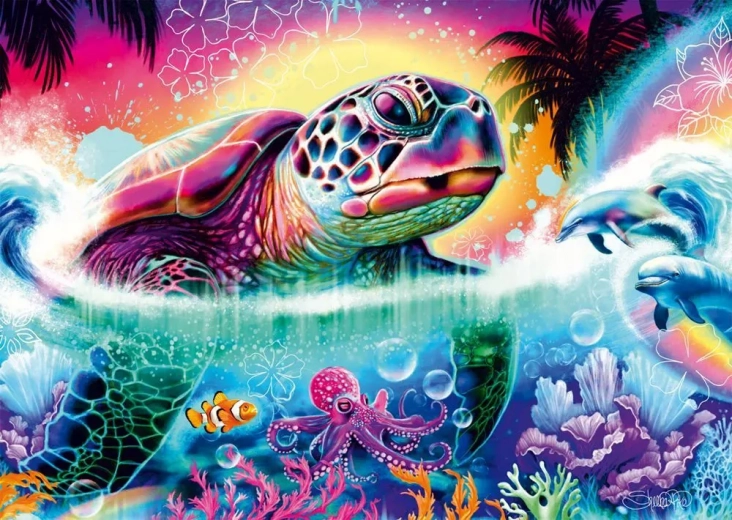 Puzzle Tortue néon 1000 pièces SCHMIDT