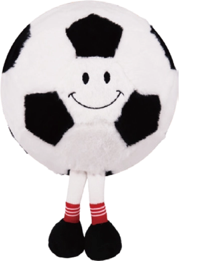 Ballon de football gonflable en peluche avec visage et petites jambes 23 cm