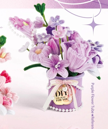 Kit de fleurs douces pour créer un bouquet violet (DIY)