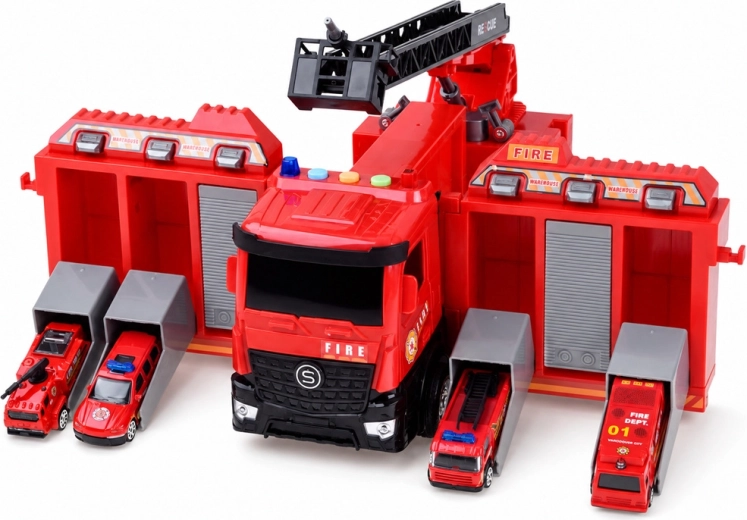 Camion de pompiers et station mobile