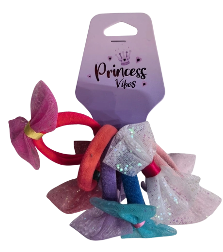 PINK set d’élastiques pour cheveux avec nœud en tulle, 6 pcs