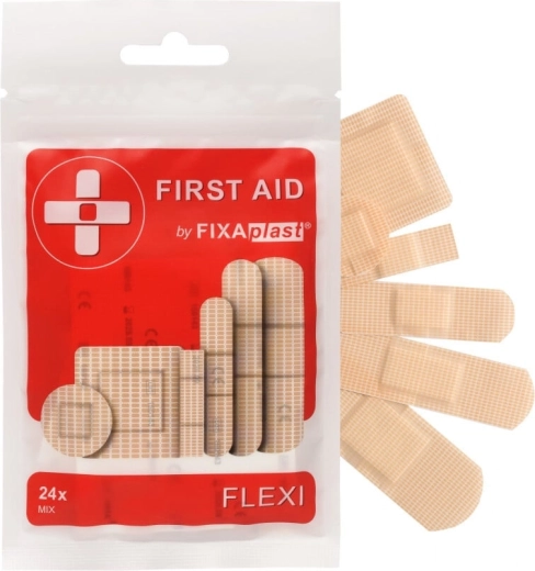 Pansements élastiques Fixaplast First Aid Flexi Mix – 24 pièces