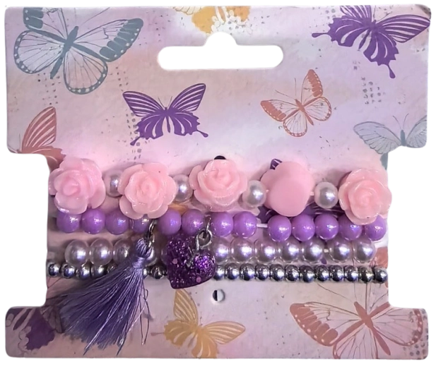 Pink – ensemble de bracelets en perles avec fleurs, 4 pièces