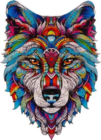 Motif de loup qui, une fois assemblé, ressemble à une décoration