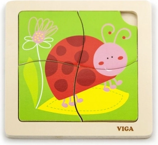 Puzzle en bois coccinelle – 4 pièces