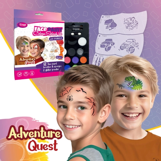 TyToo Adventure Quest, kit de maquillage pour le visage avec 6 pochoirs Mosaic