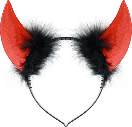 Serre-tête avec cornes de diable et plumes noires