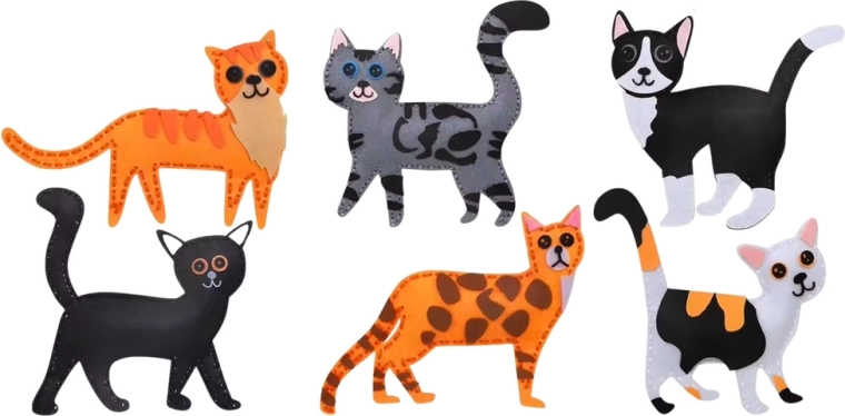 6 adorables chats en feutrine