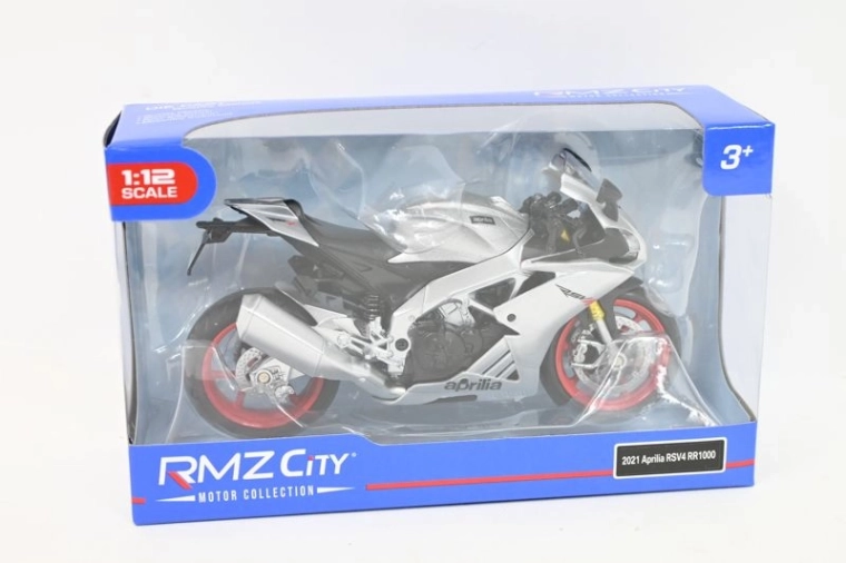 Modèle de moto RMZ Hobby Aprilia RSV4 1:12 argenté