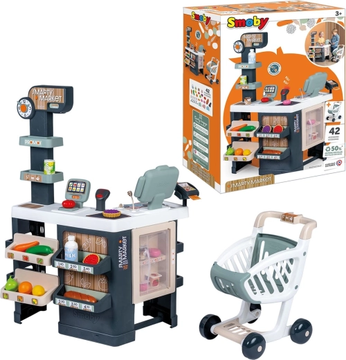 Smarty Market supermarché pour enfants avec caisse enregistreuse et chariot de courses