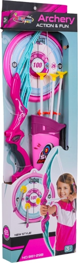 Set de tir à l’arc rose pour enfants avec cible