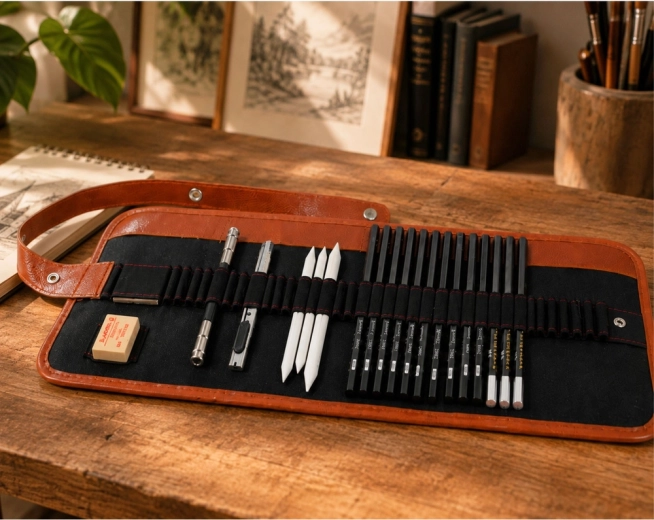 Large gamme de crayons pour esquisses, contours et ombrage