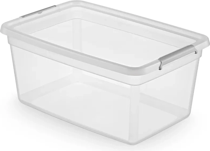 Boîte de rangement Basestore avec couvercle et clips 40 l (58 × 39 × 25 cm)