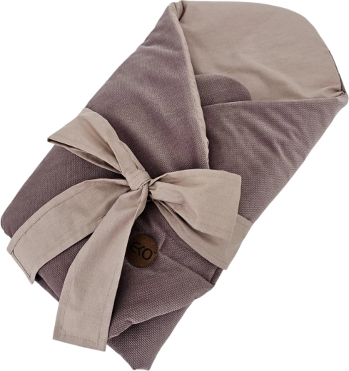 Couverture d’emmaillotage EKO en coton Velvet avec insert en coco amovible et nœud dark pink 75 × 75 cm
