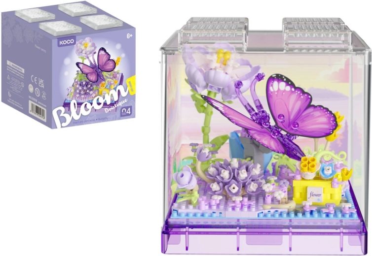 Mini kit de construction KOCO papillon dans une boîte transparente, 471 pièces