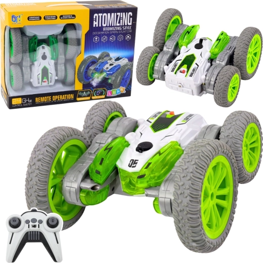 voiture cascadeuse RC avec effet de brouillard et drift 360° – verte