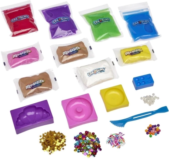 Mélange de textures : slime brillant, slime marshmallow et pâte à modeler légère