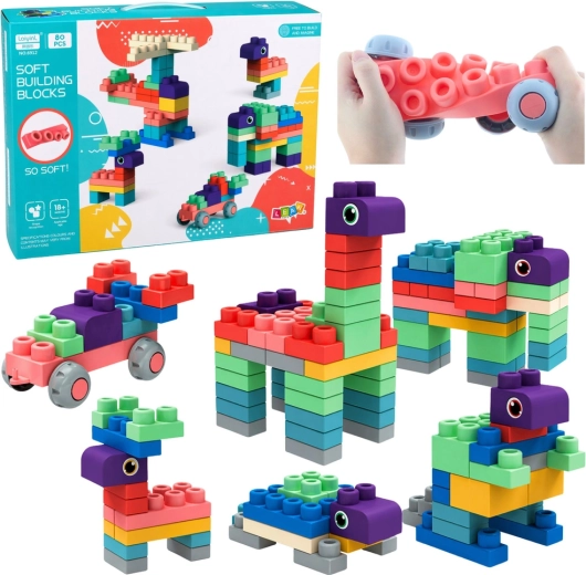 Blocs de construction et sensoriels en silicone souple – 80 pièces