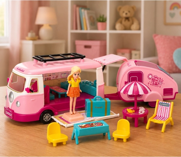 Accessoires de camping et poupée pour le jeu de rôle