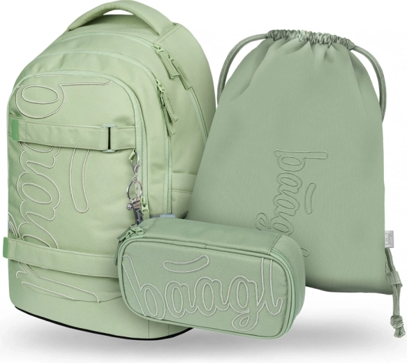Ensemble pour écoliers BAAGL Skate Max Menthe : sac à dos, trousse, sac
