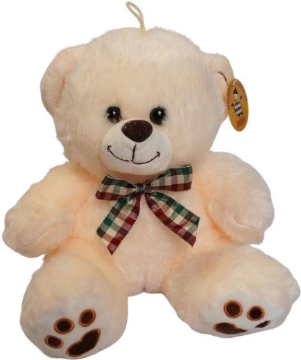 Ourson en peluche crème avec ruban