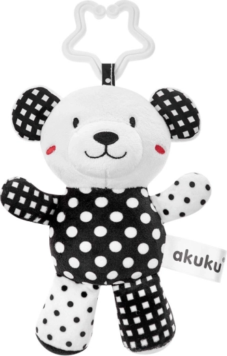 Ourson en peluche noir et blanc avec hochet pour bébés