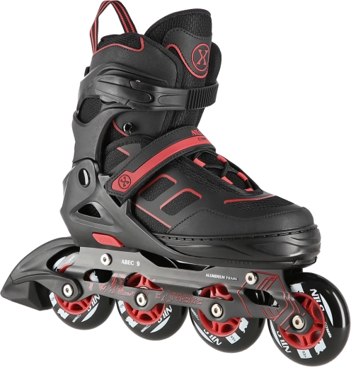 Rollers Nils Extreme noir‑rouge, taille réglable