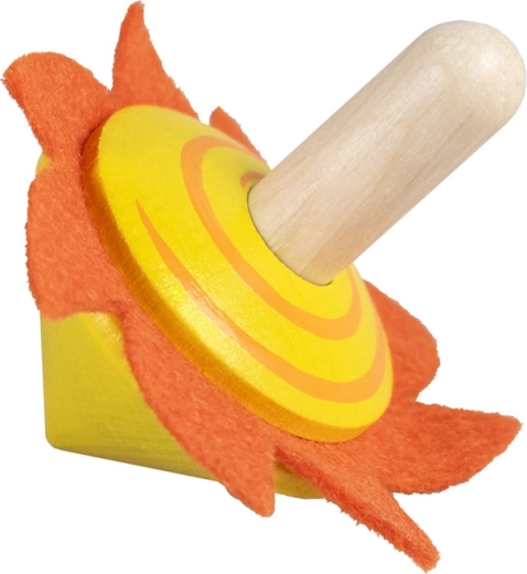 Detoa toupie en bois avec petit soleil en feutre