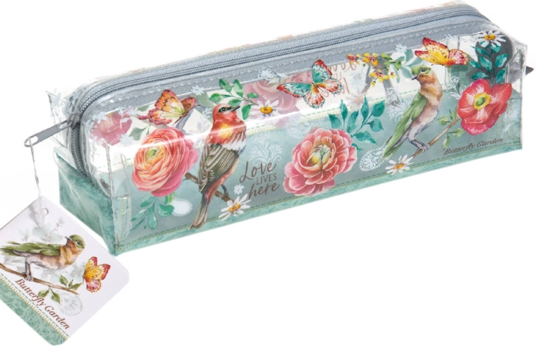 Trousse transparente pour stylos ou cosmétiques Argus Butterfly Garden - 1 pièce