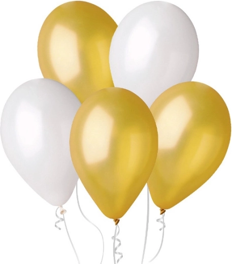Ballons métalliques 25 cm – dorés et nacrés, 100 pcs