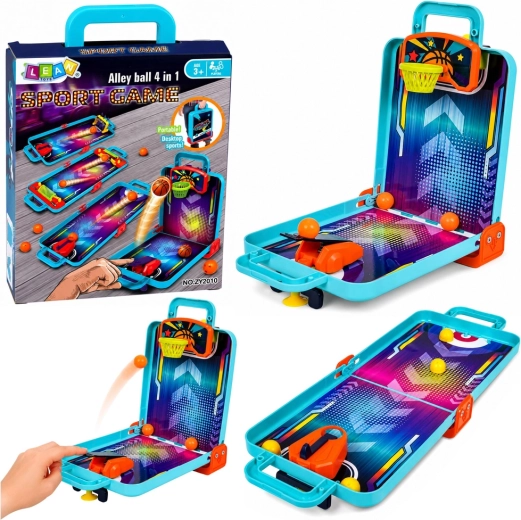 Mini jeu de table 3 en 1 : basket-ball, flipper et quilles dans une mallette portable - 1 pièce