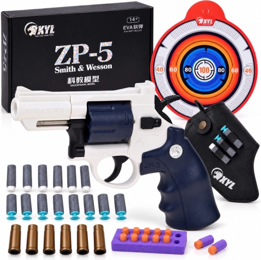 Revolver pour enfants avec projectiles en mousse et cible