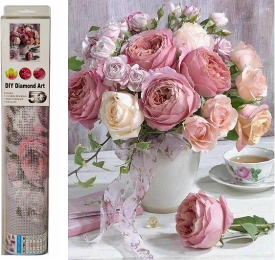 Mosaïque diamant fleurs dans un vase - 1 pièce