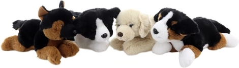 Chien en peluche allongé 20 cm éco-responsable