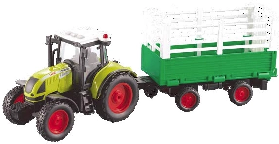 Tracteur Farm service avec remorque pour le transport du foin 1:16