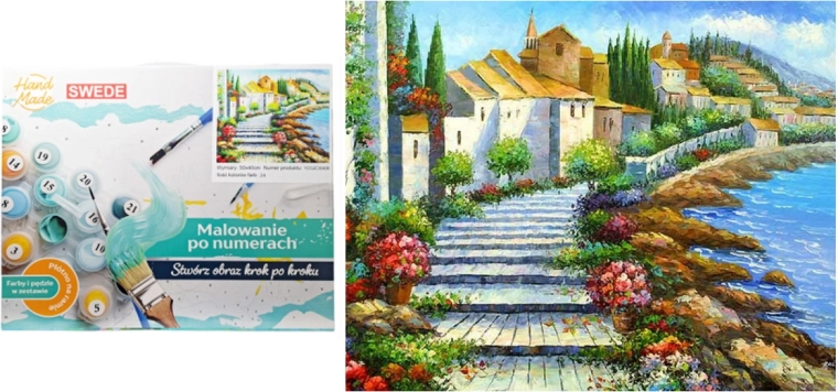 Peinture par numéros – Petit village au bord de la mer